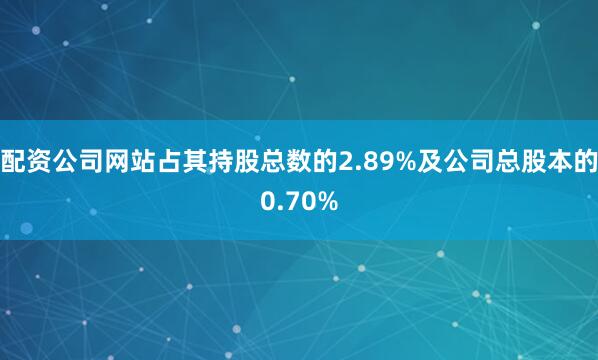 配资公司网站占其持股总数的2.89%及公司总股本的0.70%
